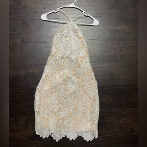 White lace halter dress